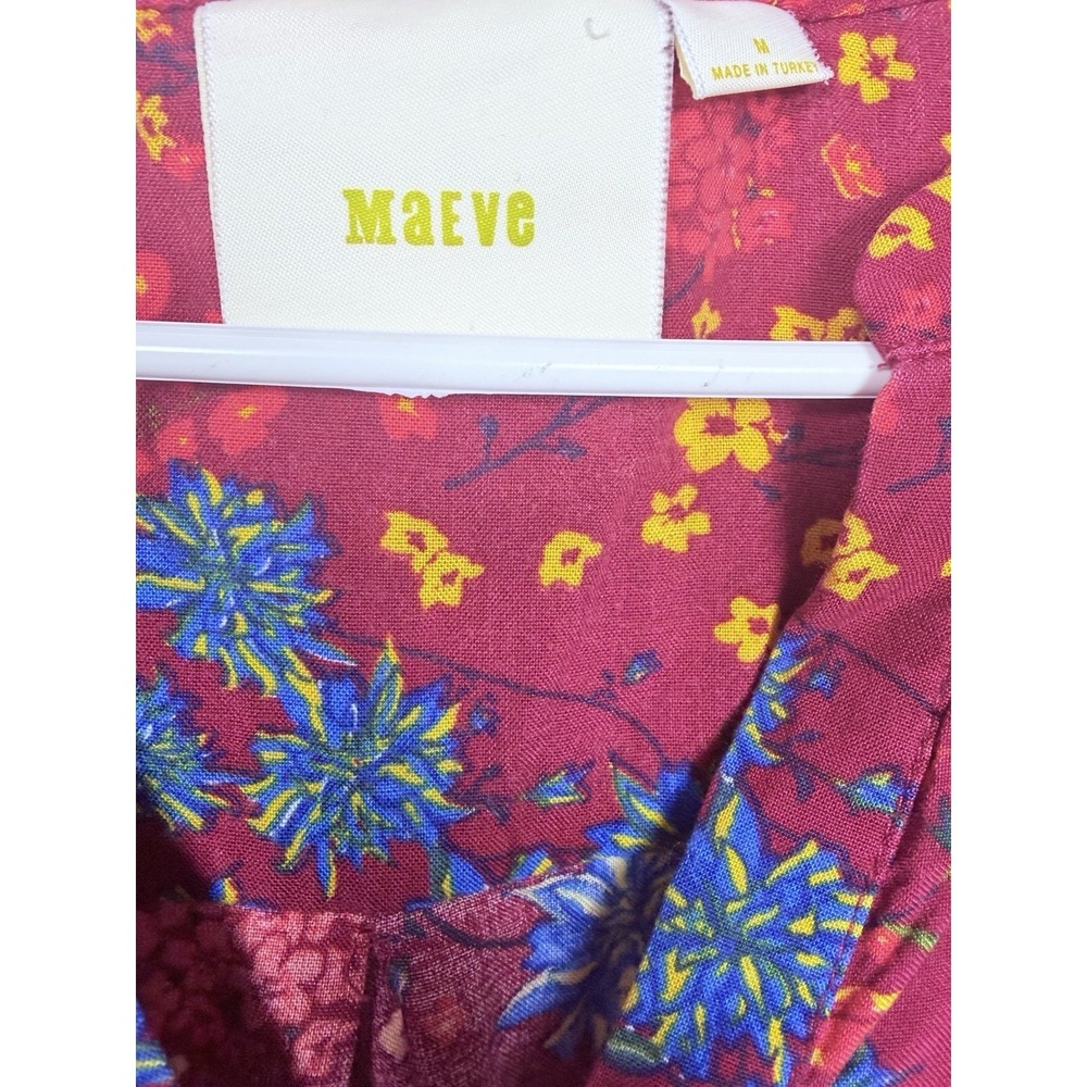 Maeve Anthropologie Blouse Womens M Pink Floral Boho Viscose Button Peasant Top - Picture 6 of 13